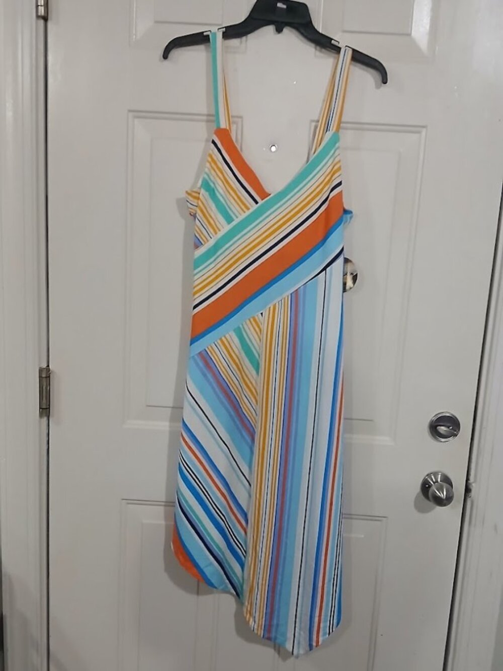 Bebop Stripe Coral/Royal Strap Dress